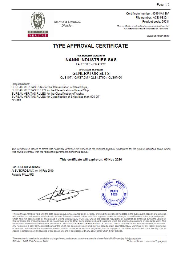 TYPE APPROVAL CERTIFICATE QLS10T