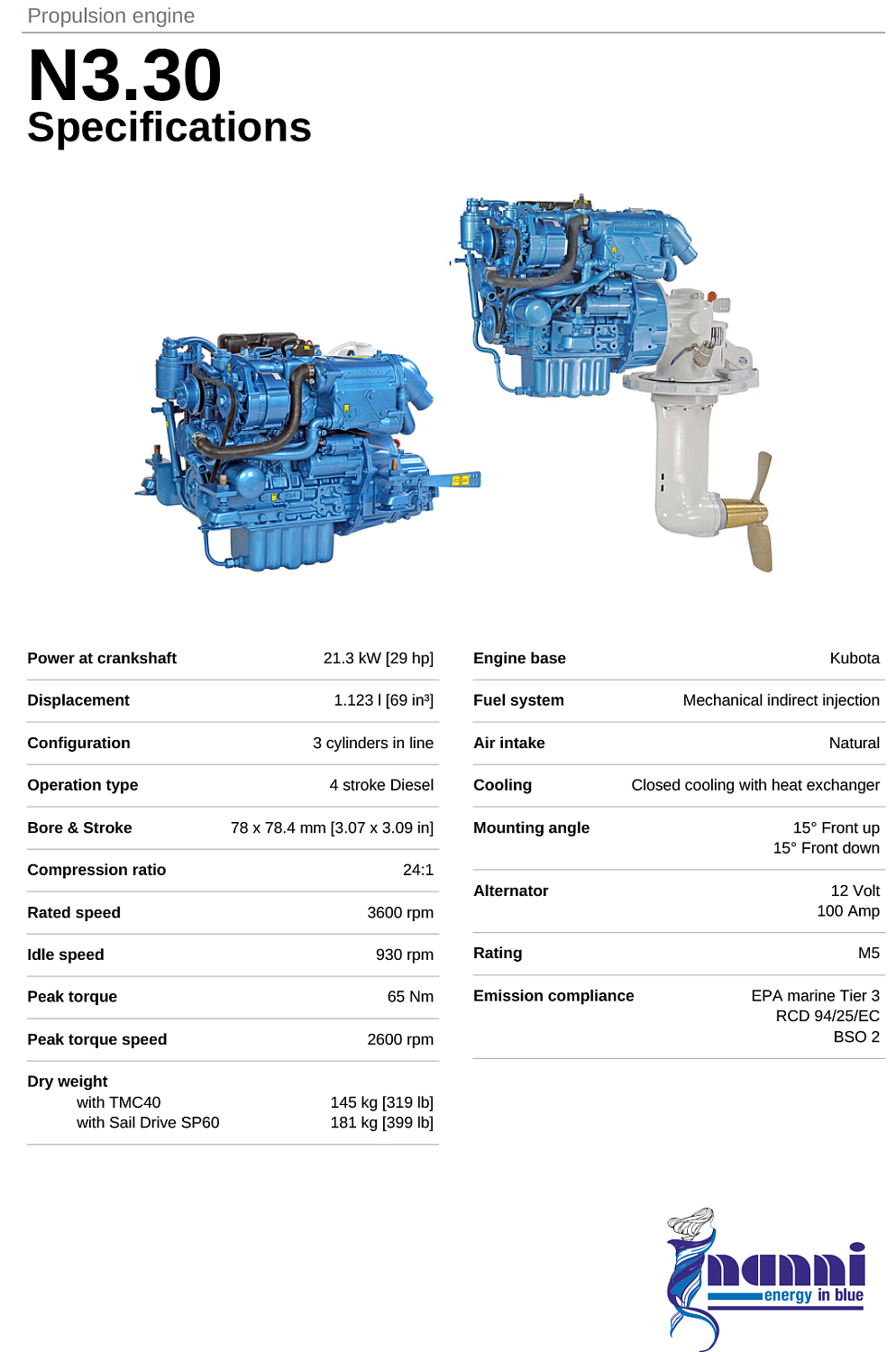 Брошюра Судовой дизель Nanni N3.30 (eng)