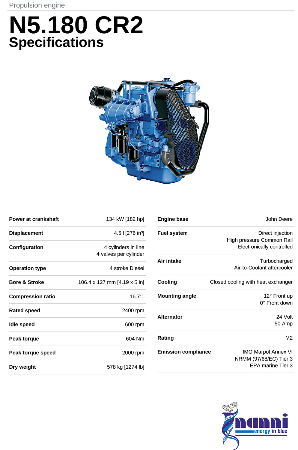 Судовой дизель Nanni N5.180 CR 2 (eng)