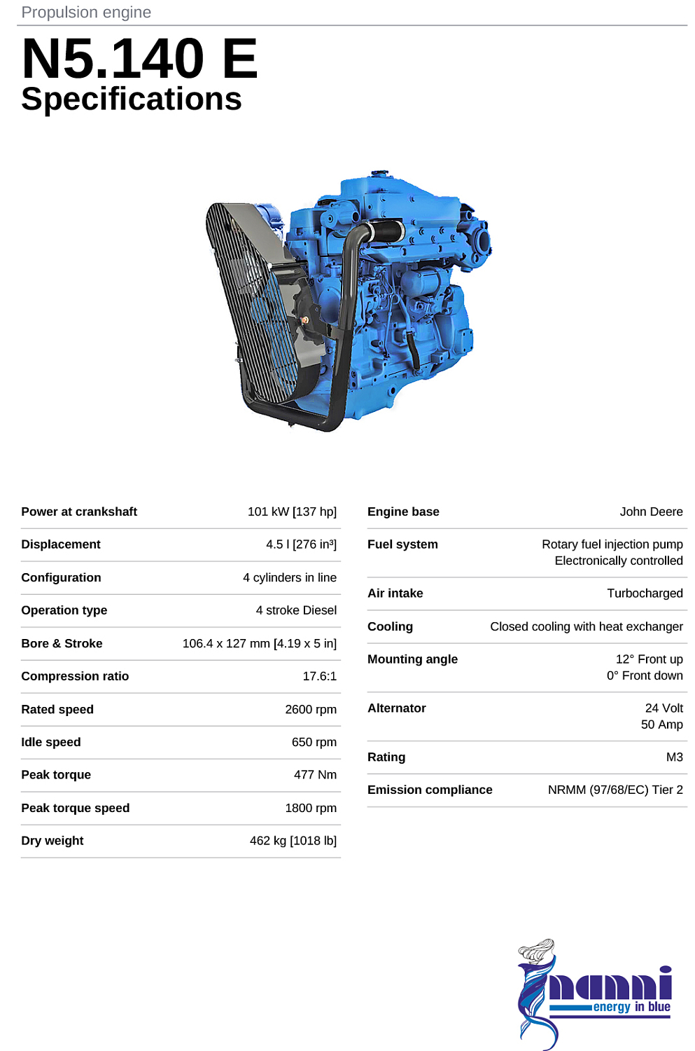 Судовой дизель Nanni N5.140 E