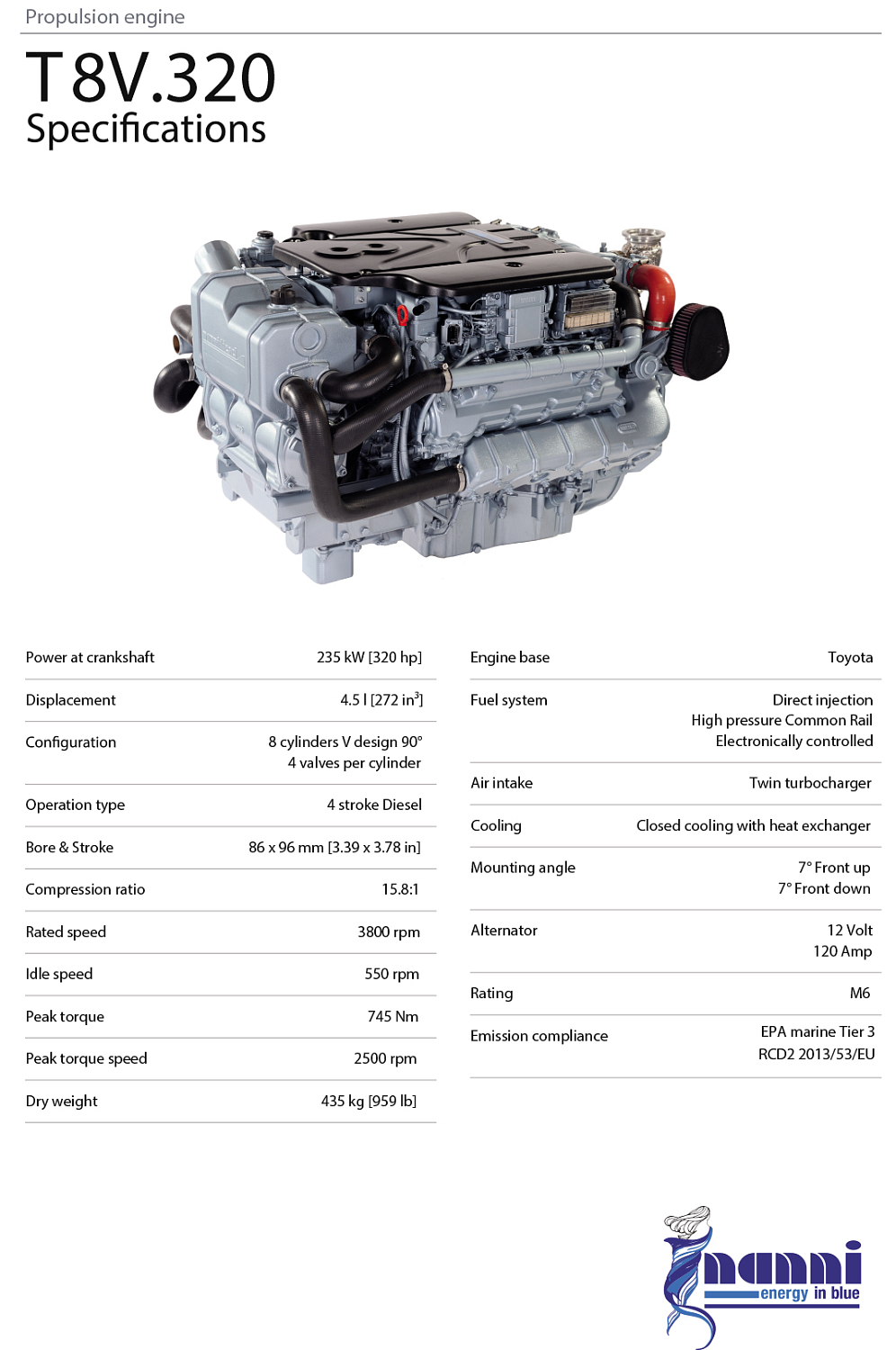 Судовой дизель Nanni T8V.320 брошюра (eng)