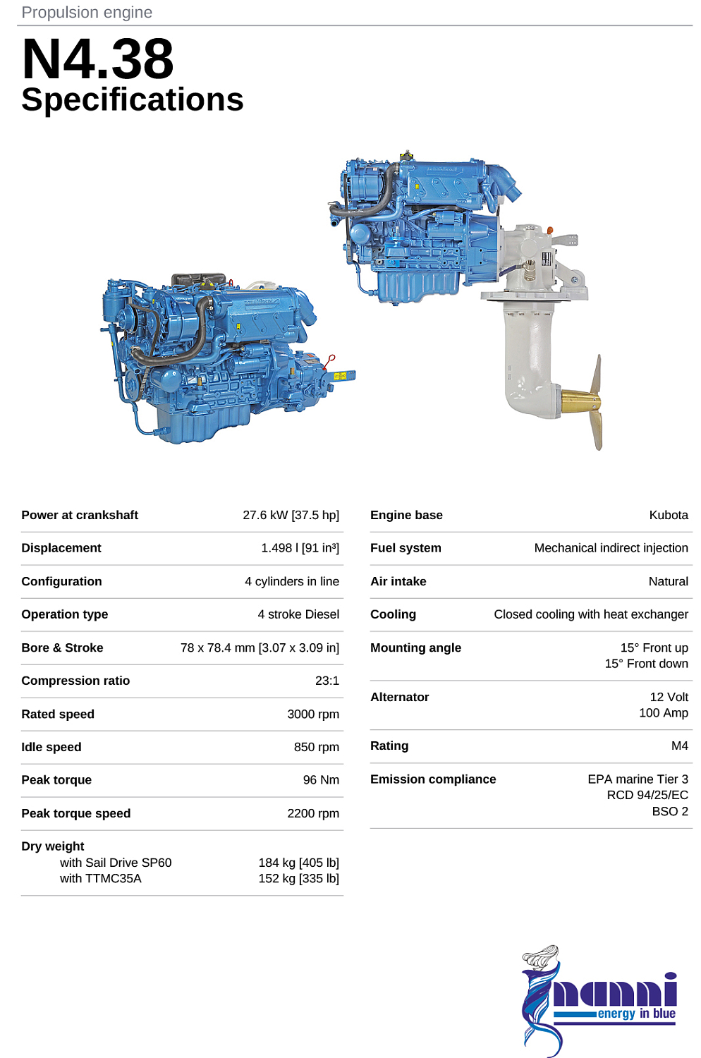 Брошюра Судовой дизель Nanni N4.38 (eng)