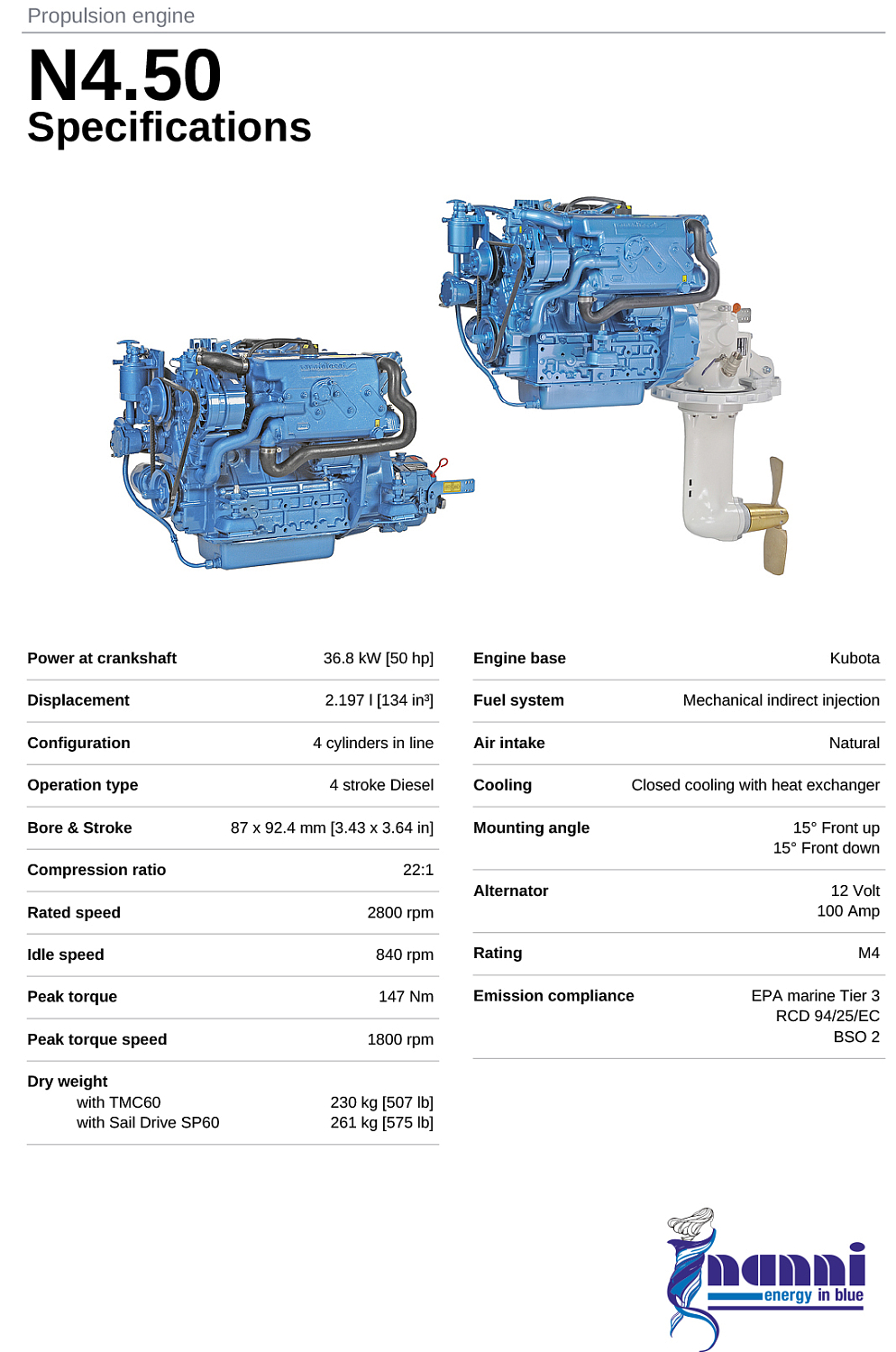 Брошюра Судовой дизель Nanni N4.50 (eng)