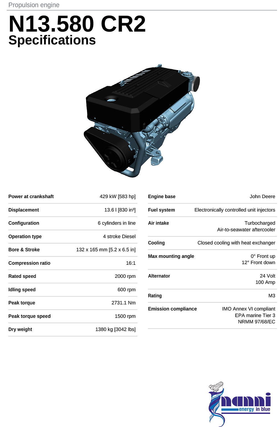 Судовой дизель Nanni N13.580 CR 2(eng)