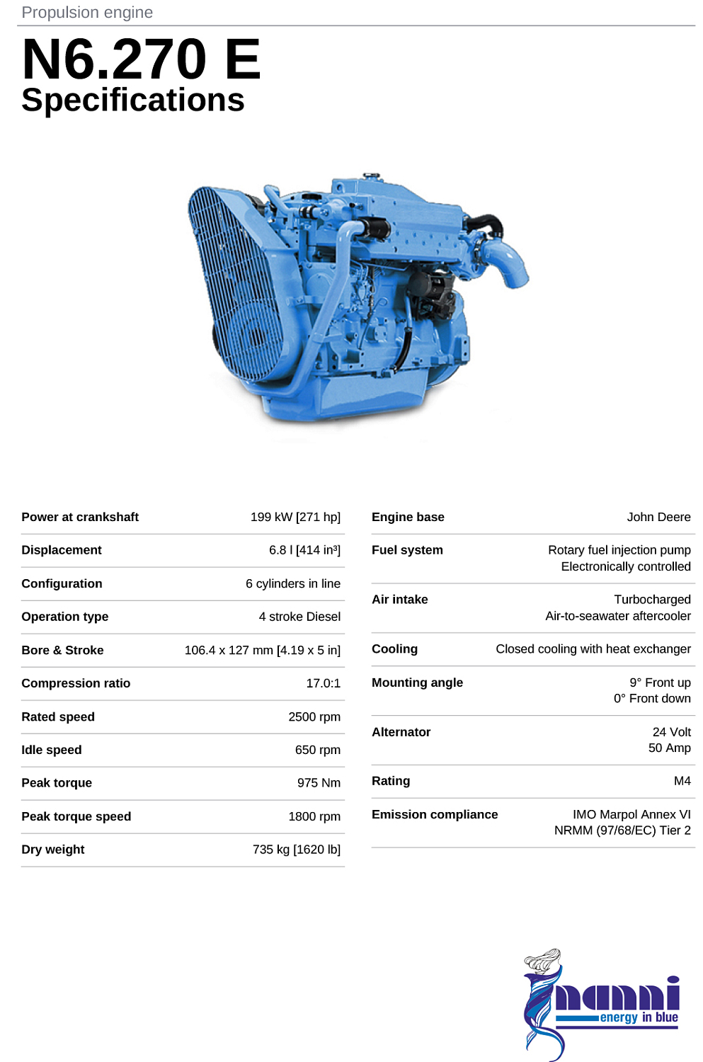 Судовой дизель Nanni N6.270 E брошюра (eng)